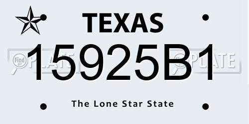 15925B1 Texas License Plate