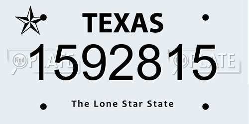 1592815 Texas License Plate