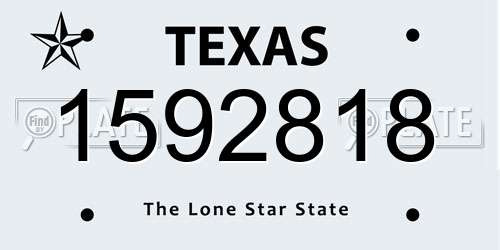 1592818 Texas License Plate