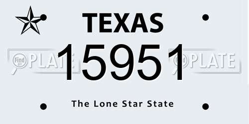 15951 Texas License Plate