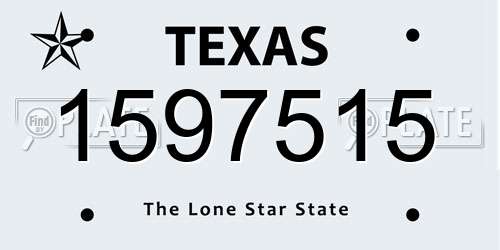1597515 Texas License Plate