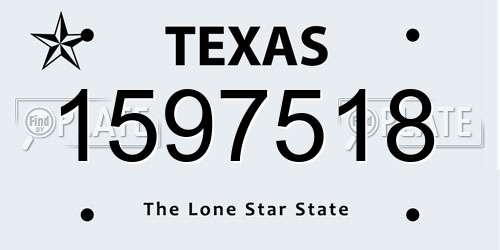 1597518 Texas License Plate