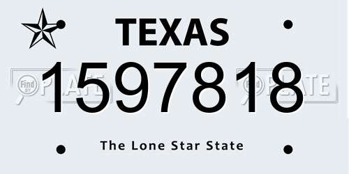 1597818 Texas License Plate
