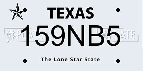 159NB5 Texas License Plate