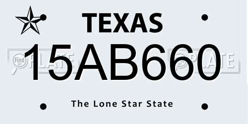 15AB660 Texas License Plate