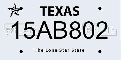 15AB802 Texas License Plate