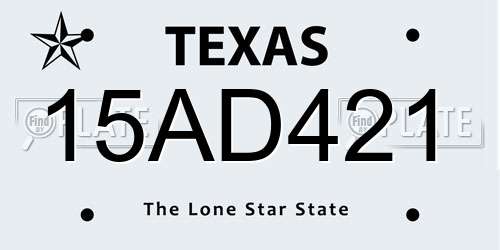 15AD421 Texas License Plate