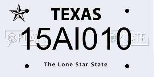 15AI010 Texas License Plate