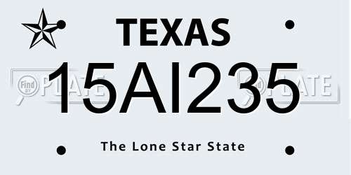15AI235 Texas License Plate