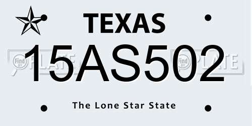 15AS502 Texas License Plate