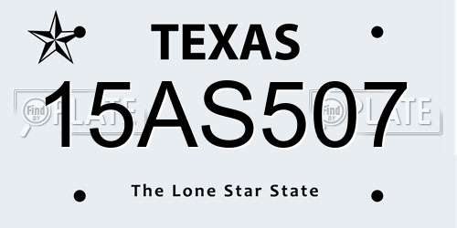 15AS507 Texas License Plate