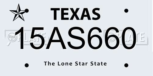 15AS660 Texas License Plate