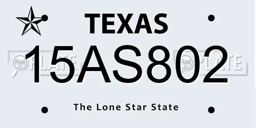 15AS802 Texas License Plate