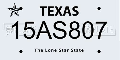 15AS807 Texas License Plate