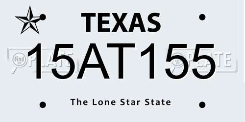15AT155 Texas License Plate