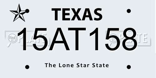 15AT158 Texas License Plate