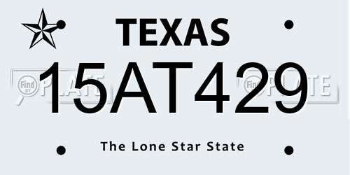 15AT429 Texas License Plate