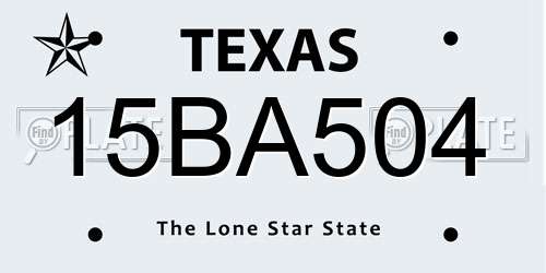 15BA504 Texas License Plate