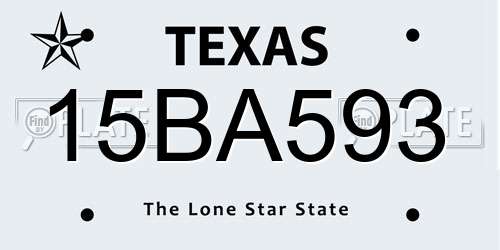 15BA593 Texas License Plate