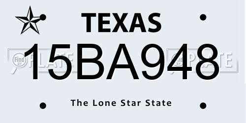 15BA948 Texas License Plate