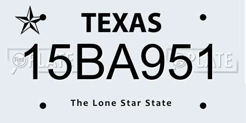 15BA951 Texas License Plate
