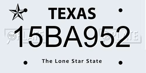 15BA952 Texas License Plate