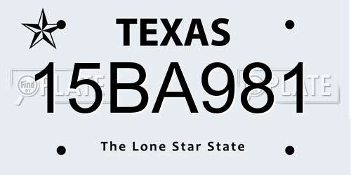 15BA981 Texas License Plate