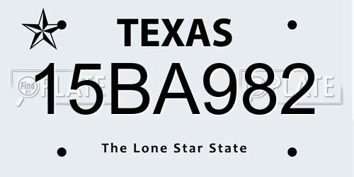 15BA982 Texas License Plate