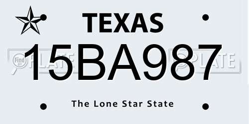 15BA987 Texas License Plate