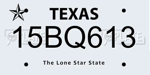 15BQ613 Texas License Plate