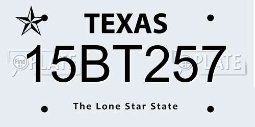 15BT257 Texas License Plate