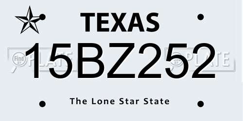 15BZ252 Texas License Plate