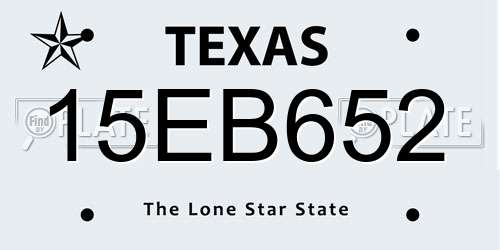 15EB652 Texas License Plate