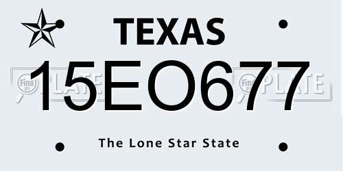 15EO677 Texas License Plate