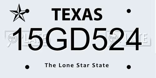 15GD524 Texas License Plate