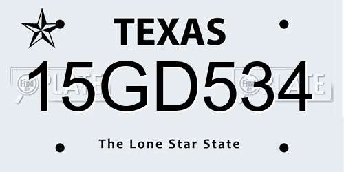 15GD534 Texas License Plate
