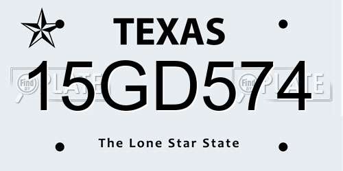 15GD574 Texas License Plate