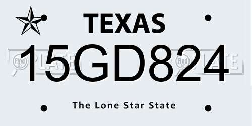 15GD824 Texas License Plate