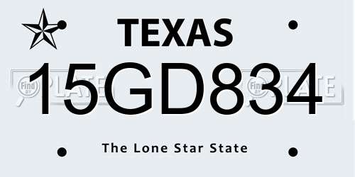 15GD834 Texas License Plate