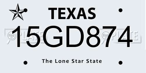 15GD874 Texas License Plate