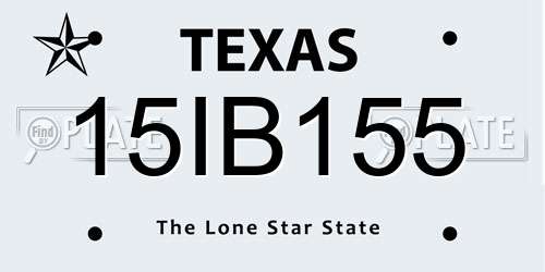 15IB155 Texas License Plate