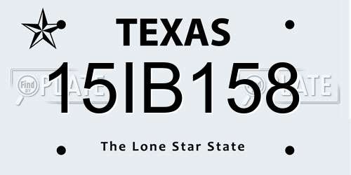 15IB158 Texas License Plate