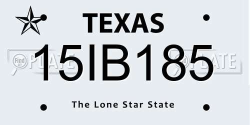 15IB185 Texas License Plate