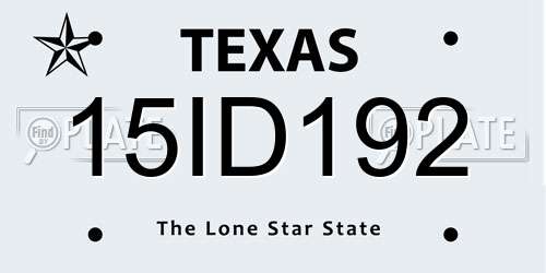 15ID192 Texas License Plate