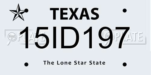 15ID197 Texas License Plate