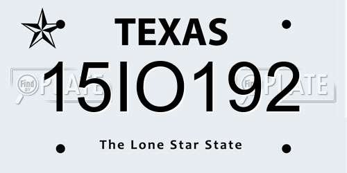 15IO192 Texas License Plate