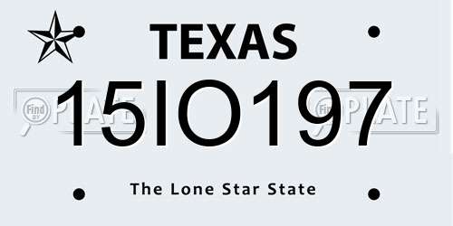 15IO197 Texas License Plate
