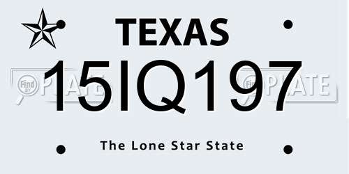 15IQ197 Texas License Plate