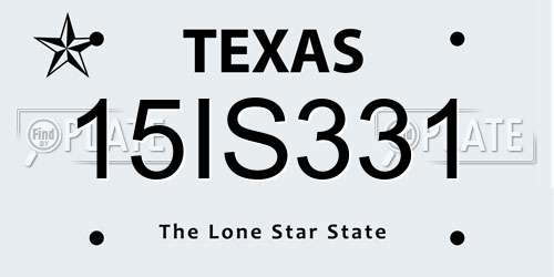 15IS331 Texas License Plate