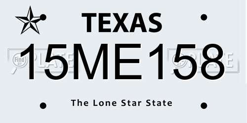 15ME158 Texas License Plate